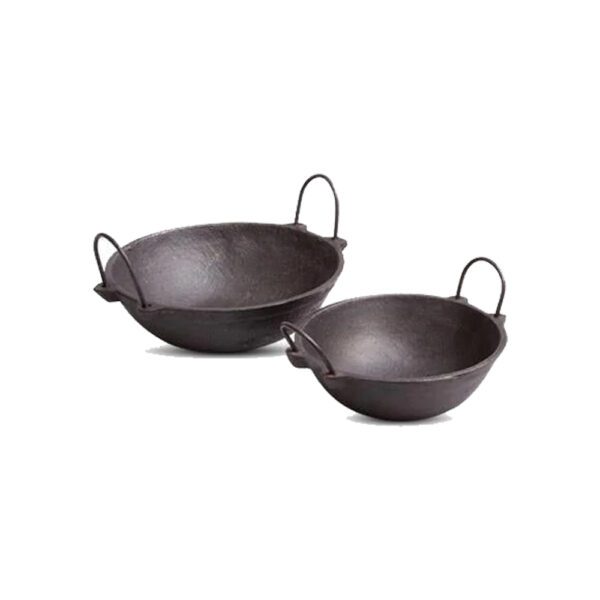 Cast Iron Cookware Set - Kadai (2.5L) + Kadai (1.5L) Small