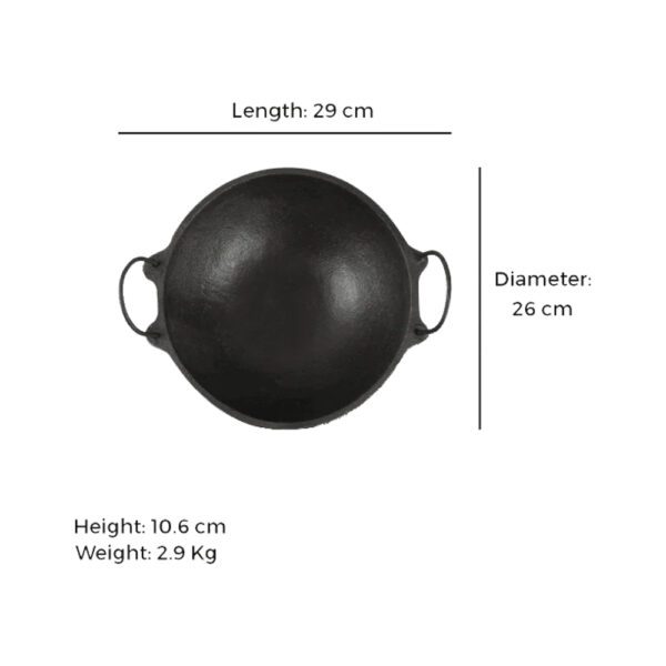 Cast Iron Cookware Set - Kadai (2.5L) + Kadai (1.5L) Small - Image 3