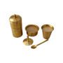 Kumbakonam Brass South Indian Coffee Filter with Dabara Set and 1 Small Spoon - Matt Finish - 250 ML