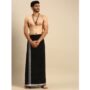 Men Sabari Black Dhoti With Fancy Border White