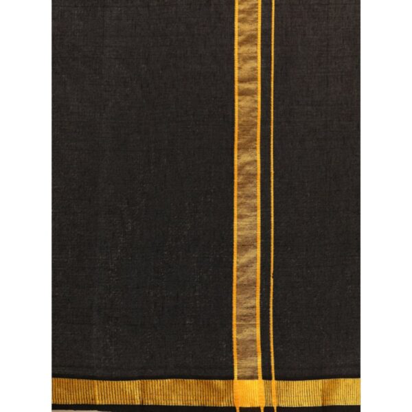 Mens Sabari Black Dhoti With Fancy Border Yellow - Image 5