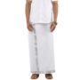 Men's Pure Cotton Solid White Dhoti with Colour Jari Border