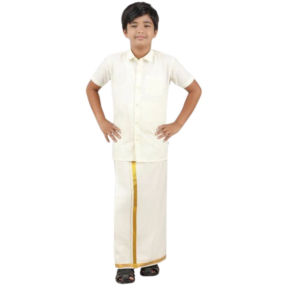 Boys Single Layer Dhoti Cream