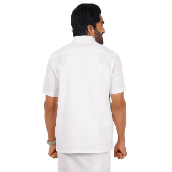 Mens Half Sleeves Cotton White Shirt - Image 2