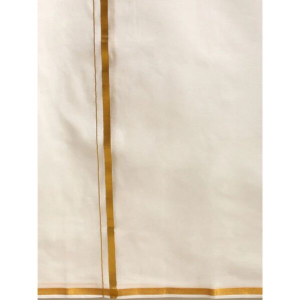 Mens Wedding Set Cream Regular Dhoti Shirt & Towel Arathi 1/2 - Image 5