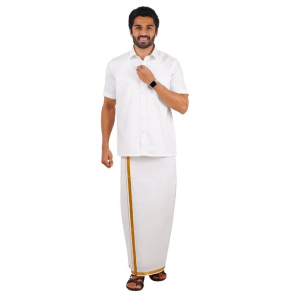 Mens Half Sleeves Cotton White Shirt - Image 5